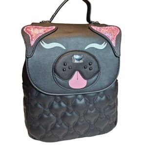 Betsy Johnson  XO Buddy Black and Pink Dog Backpack Size OS